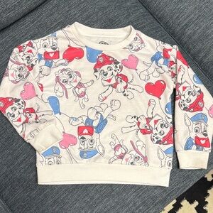 Paw Patrol Kids Valentines Sweatshirt - White and Red 4T